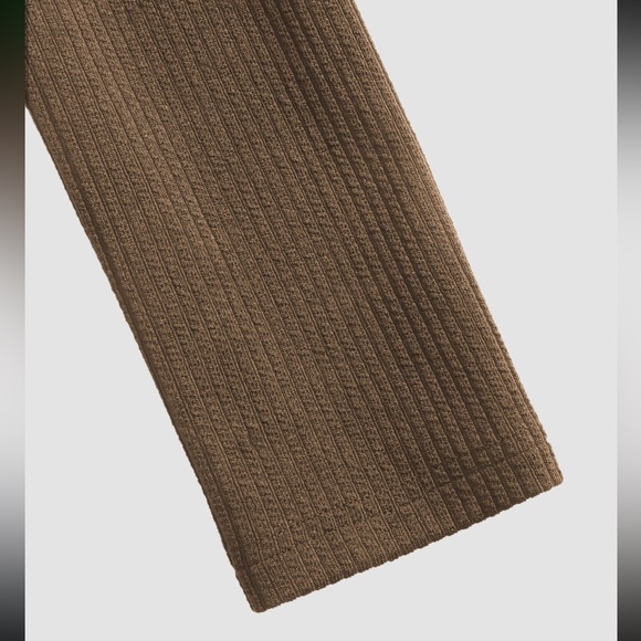 NWOT Set Cider Solid Knitted Ribbed Crop Top Long-Sleeve and Wide Leg Pants - Picture 7 of 16